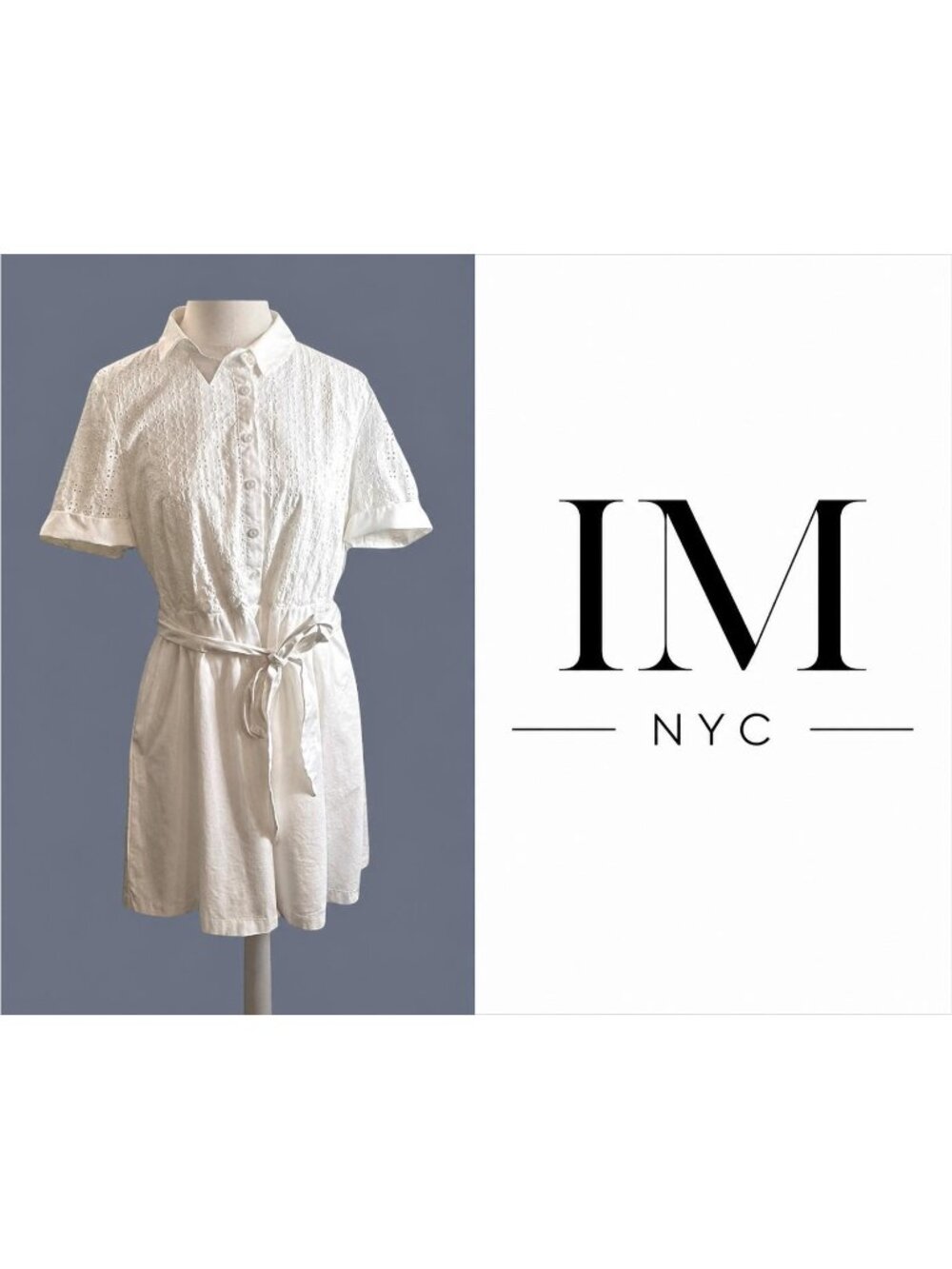 IMNYC Isaac Mizrahi White Eyelet Dress ~ Size 14